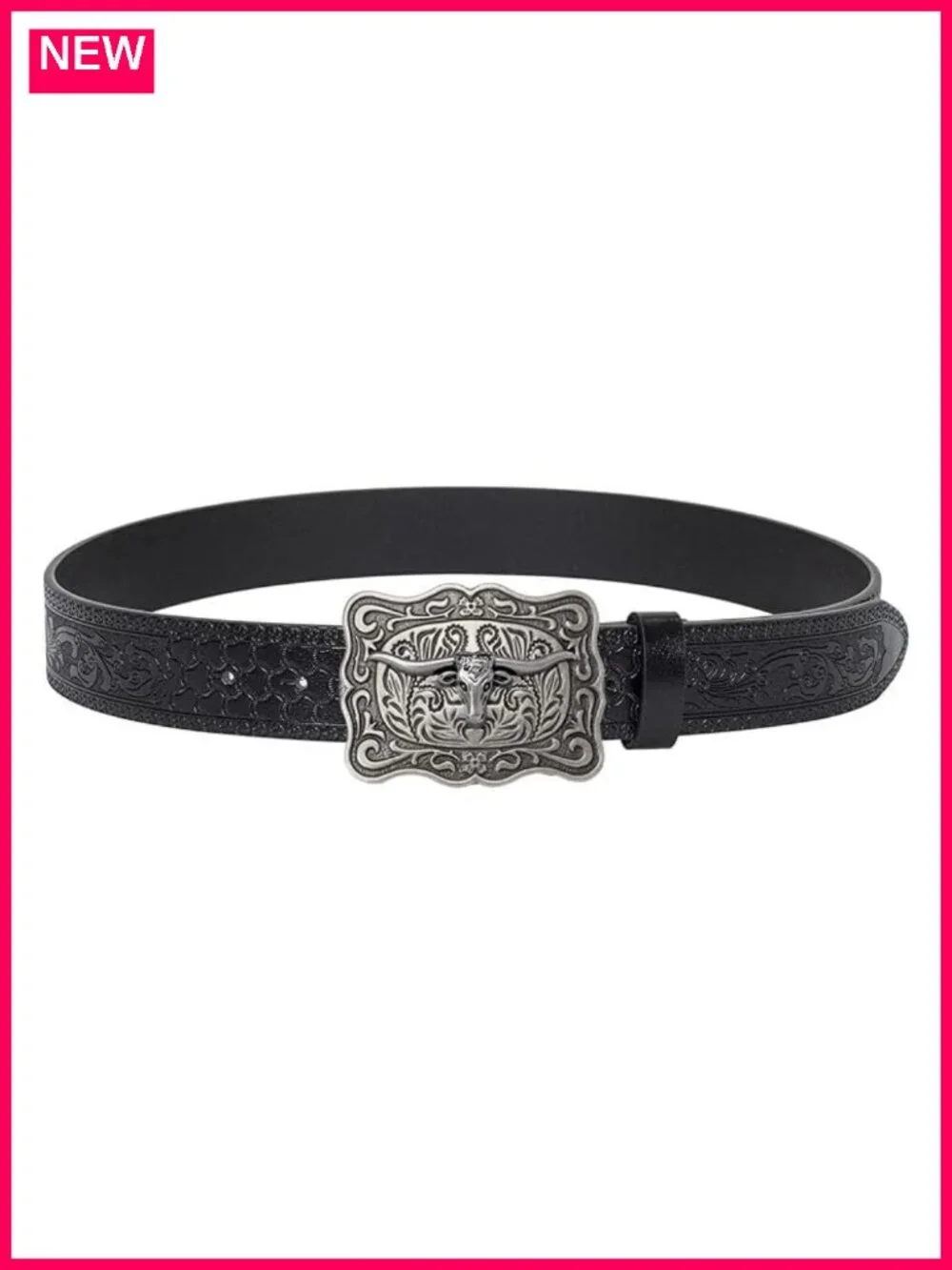 Western Belt Faux Leather Turquoise Oval Buckle Adjustable Women Cowboy